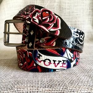 Ed Hardy Tattoo Style Genuine Leather Belt